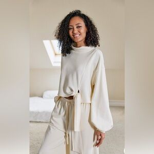 Nap Side Tie Long Sleeve Loungewear Top